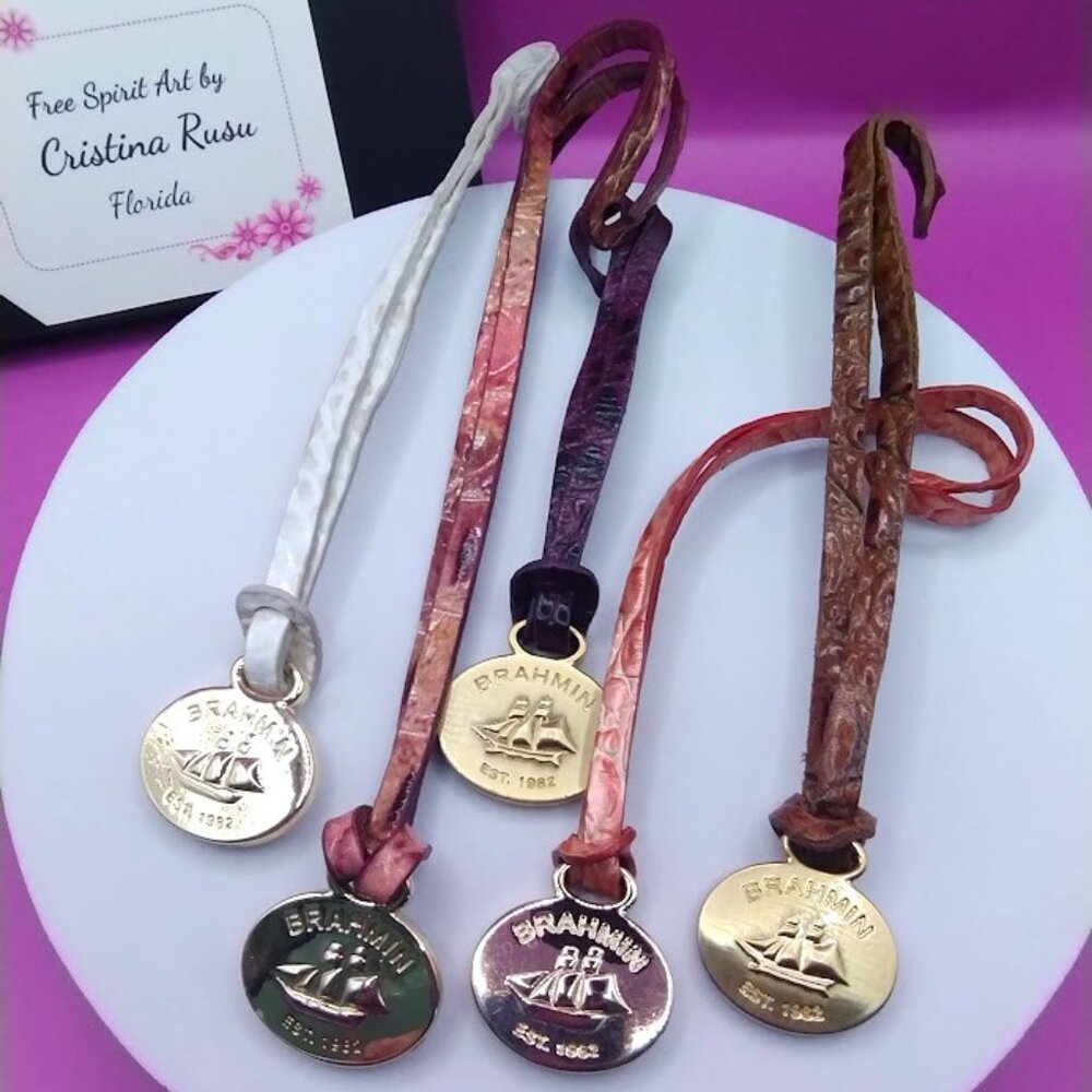Set of 5 Brahmin Medallions Croc Embossed Leather Hang Tag  FOB - FIRM PRICE